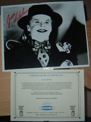 Jack Nicholson signed as the "Joker"