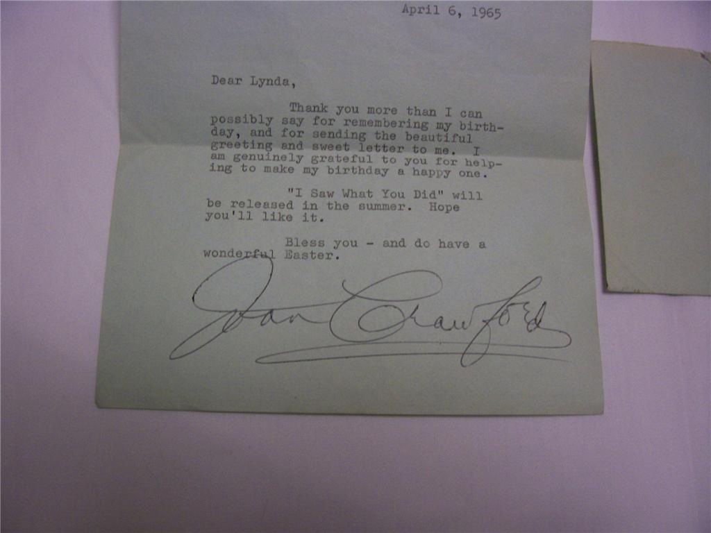 Joan Crawford signed letter (ALS)
